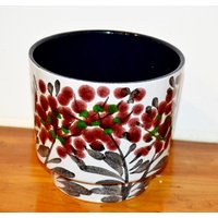 Schöner Vintage Übertopf 70Er Jahre Blumentopf Grau/Rot Seventies Plant Pot Keramik Mid Century Retro von ModernVintageProjekt