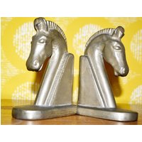 Schwere Vintage Buchstützen Messing Pferde 20Er Jahre Mid Century Bookends Retro Sixtys Afrika Landhausstil Shabby Chic von ModernVintageProjekt
