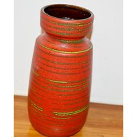 Sehr Schöne Keramik Vintage Vase Rot Von Scheurich Model 242/22 70Er Jahre Retro Mid Century Seventies Space von ModernVintageProjekt