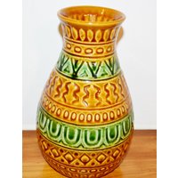 Sehr Schöne Keramik Vintage Vase Von Bay Modell 92/25 Beige/Braun/Grün Retro Mid Century Seventies Space von ModernVintageProjekt