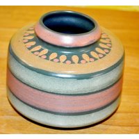 Sehr Schöne Kleine Keramik Vintage Vase Von Kmk Beige/Braun/Grün Retro Mid Century Seventies Space von ModernVintageProjekt