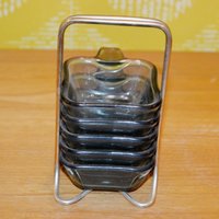 Vintage Aschenbecher Set Glas /Metall Retro Mid Century Fifties Wgk Ashtray 50Er Jahre Rockabilly von ModernVintageProjekt