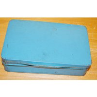 Vintage Blechdose Xox Blau Fifties Shabby Chic Landhausstil Tin Box 50Er Jahre Mid Century Retro Danish Design von ModernVintageProjekt