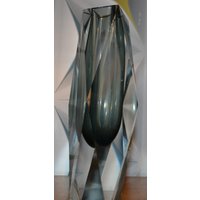 Vintage Block Vase Diamant Grau /Silber 70Er Jahre Design Klassiker Retro Mid Century 20cm von ModernVintageProjekt