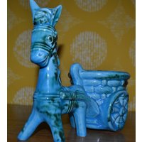 Vintage Blumentopf 50Er Jahre Blau /Grün Ü Keramik Uebelacker Fat Lava Design Retro Mid Century Wgk Fifties Donkey Esel von ModernVintageProjekt