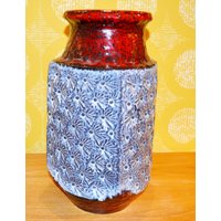 Vintage Boden Vase Von Jasba Modell 1525/40 West German Keramik 70Er Jahre Retro Mid Century Fat Lava Wgk Space Age von ModernVintageProjekt