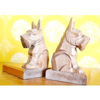 Vintage Buchstützen 60Er Jahre Mid Century Terrier Hund Dog Bookends Retro Sixtys von ModernVintageProjekt