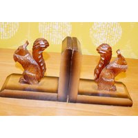 Vintage Buchstützen 60Er Jahre Retro Mid Century Eichhörnchen Book Ends Bookends Shabby Chic Landhausstil von ModernVintageProjekt