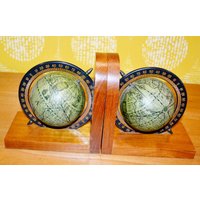 Vintage Buchstützen Globus /Globen 70Er Jahre Mid Century Bookends Retro Landhausstil Shabby Chic von ModernVintageProjekt
