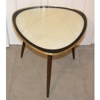 Vintage Cocktailtisch Retro Mid Century Rockabilly Holz Mit Glasplatte 50Er Jahre Fifties Shabby Chic Landhausstil von ModernVintageProjekt