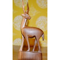 Vintage Figur Afrikanischner Wasserbock 60Er Jahre Teak Holz Afro Retro Mid Century Danish Design Modernist von ModernVintageProjekt