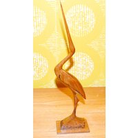 Vintage Figur Kranich 38cm 60Er Jahre Mid Century Retro Wood Space Age von ModernVintageProjekt