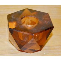 Vintage Glas Kerzenständer Kristall Gelb/Braun Amber Bernstein 70Er Jahre Space Age Design Retro Mid Century von ModernVintageProjekt