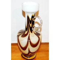 Vintage Glas Opaline Vase Weiß/Braun 70Er Jahre Space Age Seventies Retro Mid Century von ModernVintageProjekt