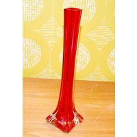Vintage Glas Vase 70Er Jahre Rot Space Age Design Retro Mid Century Shabby Chic Landhausstil Opaline von ModernVintageProjekt