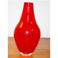 Vintage Glas Vase 70Er Jahre Rot Space Age Design Retro Mid Century Shabby Chic Landhausstil Opaline von ModernVintageProjekt