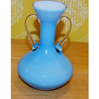 Vintage Glas Vase Blau Retro Design 70Er Jahre Space Age Mid Century Shabby Chic Landhausstil von ModernVintageProjekt