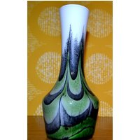 Vintage Glas Vase Grün /Weiß Opaline Retro Design 70Er Jahre Space Age Mid Century von ModernVintageProjekt