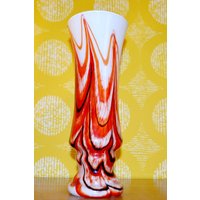 Vintage Glas Vase Opaline Orange /Weiß 70Er Jahre Seventies Retro Mid Century Shabby Chic Landhausstil von ModernVintageProjekt