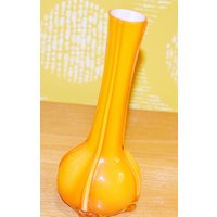 Vintage Glas Vase Orange /Weiß 70Er Jahre Design Klassiker Retro Mid Century Seventies von ModernVintageProjekt
