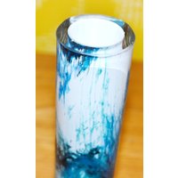 Vintage Glas Vase Retro Design 70Er Jahre Blau /Weiß Space Age Mid Century Shabby Chic Landhausstil von ModernVintageProjekt