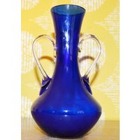 Vintage Glas Vase Retro Design 70Er Jahre Blau Space Age Mid Century Shabby Chic Landhausstil von ModernVintageProjekt