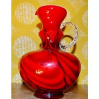 Vintage Glas Opaline Vase Rot /Schwarz Opaline 70Er Jahre Space Age Seventies Retro Mid Century Shabby Chic Landhausstil von ModernVintageProjekt