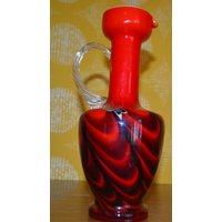 Vintage Glas Vase Rot Opaline Retro Design 70Er Jahre Space Age Mid Century von ModernVintageProjekt