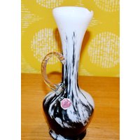 Vintage Glas Vase Schwarz /Weiß Opaline 70Er Jahre Space Age Design Retro Mid Century Seventies von ModernVintageProjekt