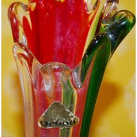 Vintage Glas Vase Von Oreod Rot /Grün 70Er Jahre Space Age Seventies Retro Mid Century von ModernVintageProjekt