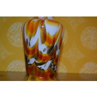 Vintage Glas Vase Weiß /Bernstein Opaline Retro Design 70Er Jahre Space Age Mid Century von ModernVintageProjekt