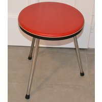 Vintage Hocker Rot /Schwarz 50Er Jahre Retro Mid Century Rockabilly Shabby Chic Landhausstil von ModernVintageProjekt