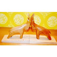 Vintage Holz Buchstützen 60Er Jahre Steinböcke Mid Century Bookends Retro Landhausstil Shabby Chic von ModernVintageProjekt