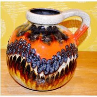 Vintage Keramik Fat Lava Vase Scheurich 484 21 German Pottery Orange 70Er Jahre Retro Mid Century Lava Glaze von ModernVintageProjekt