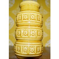 Vintage Keramik Inka Design Vase Von Scheurich Model 268/18 Senfgelb 70Er Jahre Wgk Seventies Mid Century Retro von ModernVintageProjekt