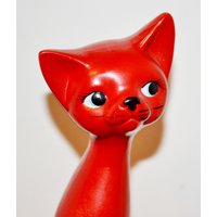 Vintage Keramik Spardose Katze Rot 70Er Jahre Design Klassiker Retro Mid Century Seventies Money Box Höhe Ca 20cm von ModernVintageProjekt