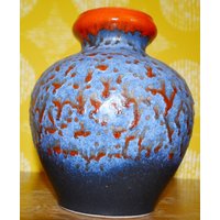 Vintage Keramik Vase Blau/Orange Model 476/20 Aus Den 70Er Jahren Fat Lava Retro Mid Century Space Age Seventies von ModernVintageProjekt