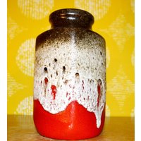 Vintage Keramik Vase Fat Lava Design 70Er Jahre Rot Space Age Mid Century Retro Shabby Chic Landhausstil von ModernVintageProjekt