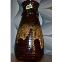 Vintage Keramik Vase Von Bay 70Er Jahre Beige Braun von ModernVintageProjekt