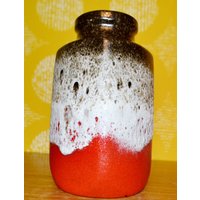 Vintage Keramik Vase Von Bay Fat Lava 70Er Jahre Braun /Orange Space Age Retro Mid Century Seventies Wgk von ModernVintageProjekt