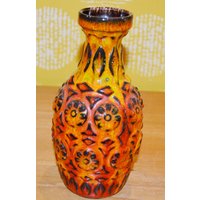 Vintage Keramik Vase Von Bay Orange/Gelb Modell 76/20 70Er Jahre Rot Retro Mid Century Shabby Chic Landhausstil Wgk von ModernVintageProjekt