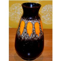 Vintage Keramik Vase Von Jasba Orange Braun Seventies 70Er Jahren Wgk Wkp Retro Mid Century Space Age von ModernVintageProjekt