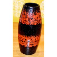 Vintage Keramik Vase Von Scheurich Modell 522/18 70Er Jahre Braun/Orange Retro Mid Century Op Art Space Age Seventies von ModernVintageProjekt
