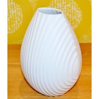 Vintage Keramik Vase Weiß Von Scherzer Op Art Retro Seventies Mid Century Space Age Wgk 70Er Jahre von ModernVintageProjekt
