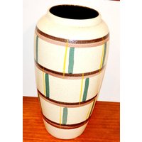 Vintage Keramik Xl Vase Von Bay Beige/Bunt Modell 50Er Jahre Design Klassiker Retro Seventies Mid Century Space Age von ModernVintageProjekt