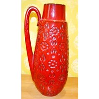 Vintage Keramik Xl Vase Von Bay Rot Modell 24/40 70Er Jahre Design Klassiker Retro Seventies Mid Century Space Age von ModernVintageProjekt