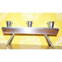 Vintage Kerzenständer Danish Design Teak Holz /Metall Wgk Seventies Mid Century Retro 70Er Jahre von ModernVintageProjekt
