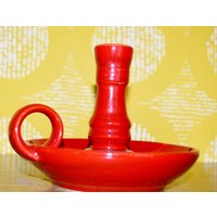 Vintage Kerzenständer Rot Keramik Von Schramberg Wgk Seventies Mid Century Retro 70Er Jahre von ModernVintageProjekt