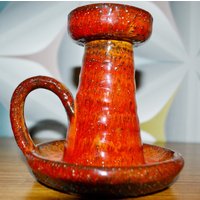 Vintage Kerzenständer Rot Orange 70Er Jahre von ModernVintageProjekt