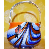 Vintage Schale Mit Henkel Glas Made in Italy Seventies Retro Space Age Mid Century 70Er Jahre Design Klassiker von ModernVintageProjekt